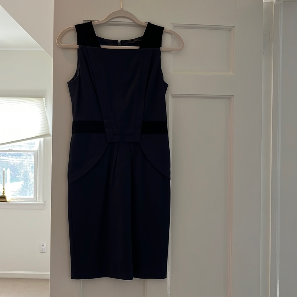 Navy and black BCBGMAXAZRIA fitted dress